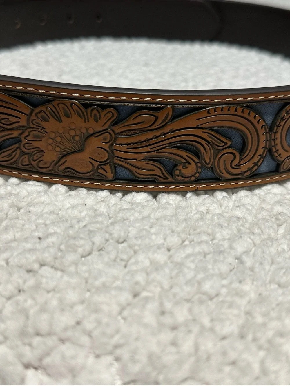 Cody James Men's Tan Floral Tooled Belt with Silver Engraved Buckle